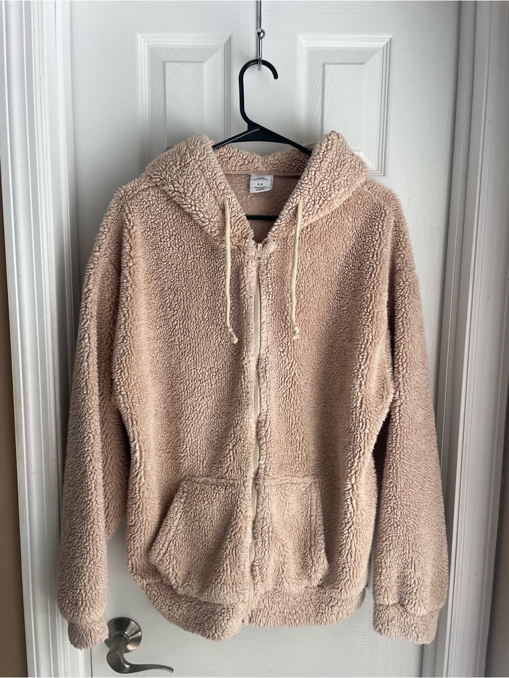 Urban Outfitters Beige Sherpa Zip Hoodie
